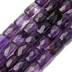 天然石アメジストビーズ連売り  多面カット  長方形  12x8~8.5x5.5~6mm  穴：0.7mm  約33個/連  15.63''（39.7センチメートル）&nbsp;G-G286-D01-8x12mm