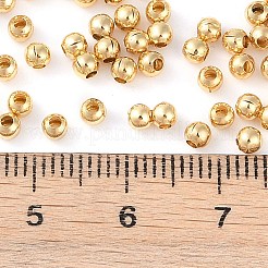 真鍮ビーズ  ラウンド  18KGP本金メッキ  3x2.5mm  穴：1.2mm  約250個/10g&nbsp;X-KK-N254-43B-G