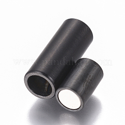 304ステンレススチール製マグネット留め具、接着端付き  艶消し  コラム  ガンメタ色  17x7mm  穴：5mm&nbsp;STAS-I120-52MB-A