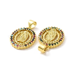Rack Plating Eco-Friendly Brass Micro Pave Cubic Zirconia Pendants&nbsp;KK-F844-04G
