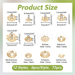 72Pcs 12 Style Brass Bead Caps&nbsp;KK-AR0003-97