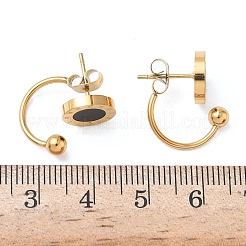 フラットラウンド304ステンレススチール樹脂スタッドピアス  イオンプレーティング（ip）  18KGP本金メッキ  18.5x10mm&nbsp;EJEW-G453-08G