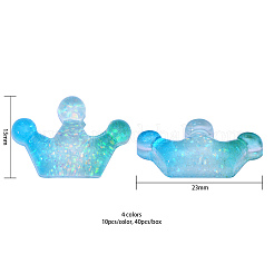 40本4色透明樹脂カボション  グリッターパウダー付き  グラデーションカラー  クラウン  ミックスカラー  15x23mm&nbsp;RESI-CJ0001-151