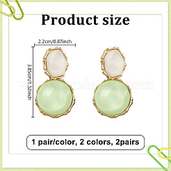 2 Pairs 2 Colors Resin Dangle Stud Earrings&nbsp;EJEW-GO0003-22