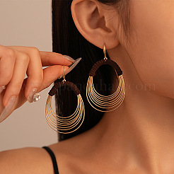 Multi-layer Circle Fabric Alloy Cloth Dangle Earrings for Women&nbsp;WG73DA9-01