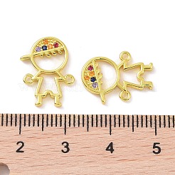 Real 18K Gold Plated Brass Micro Pave Cubic Zirconia Connector Charms&nbsp;KK-L209-058G-02