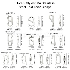 10個 10スタイル 304ステンレススチールキーチェーン留め具  ステンレス鋼色  数  混合図形  22.5~24.5x11.5~13.5x5mm  1個/スタイル&nbsp;FIND-CJ0002-80