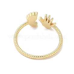 女性用フットプリント＆パーム真鍮オープンカフリング  ゴールドカラー  usサイズ6 3/4(17.1mm)&nbsp;LS-RJEW-A040-03G
