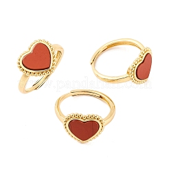 Heart Natural Gemstone Adjustable Rings&nbsp;RJEW-Q817-05G