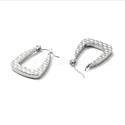 変色しない304ステンレススチール製台形フープピアス（女性用）  ステンレス鋼色  23x17x3mm  ピン：0.8mm&nbsp;LS-EJEW-A076-07P