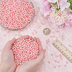 3500個のABSプラスチックイミテーションパールビーズ  ラウンド  穴がない  ピンク  6mm  約3500pcs / 500set&nbsp;FIND-AR0006-08B
