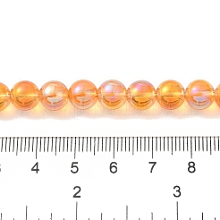 透明電気メッキガラスビーズ連売り  パール光沢メッキ  ラウンド  オレンジ  8mm  穴：1mm  約50個/連  14.96''（38センチメートル）&nbsp;GLAA-T032-T8mm-C01