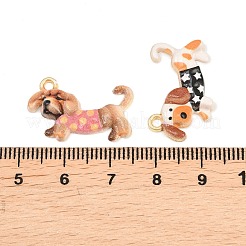 合金エナメルチャーム  犬のチャーム  ミックスカラー  14.5~15x23.5x3.5mm  穴：2mm&nbsp;FIND-C090-04G
