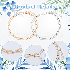 70Pcs 2 Colors Iron Paperclip Chain Bracelets for Women&nbsp;BJEW-DC0001-25