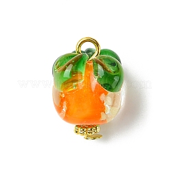 ガラスチャーム  柿  ミックスカラー  15.5x13mm  穴：3mm&nbsp;PALLOY-JF02561