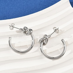 304ステンレススチールノットスタッドピアス  ステンレス鋼色  24.5x7.5mm&nbsp;EJEW-S272-04P