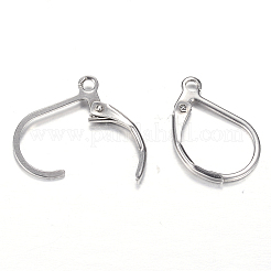 変色しにくい304ステンレススチールフレンチフックピアス金具  カン付き  ステンレス鋼色  16x10.5x2mm  穴：1.5mm  ピン：1mm&nbsp;STAS-M217-03