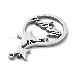 Non-Tarnish 304 Stainless Steel Pendants&nbsp;STAS-D036-15P