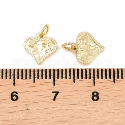 真鍮製チャーム  ラックめっき  長持ちメッキ  カドミウムフリー＆鉛フリー  18KGP本金メッキ  丸カン付き  ハート  9x8.5x1.5mm  穴：2mm&nbsp;X-KK-Z146-09B-G