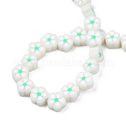 手作り樹脂粘土ビーズ連売り  花  春の緑  6.5~10x7~10.5x4~5mm  穴：1.6mm  約40個/連  11.61インチ〜13.19インチ（29.5~33.5cm）&nbsp;CLAY-N011-48B-A01