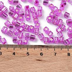 ガラスシードビーズ  銀並ぶ  正方形  パープル  3~4x3x3mm  穴：1.2mm  約6300個/ポンド&nbsp;SEED-M011-01A-18