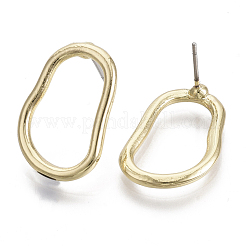 合金スタンドピアス  スチールピンと  楕円形のリング  ライトゴールド  21x14mm  ピン：0.7mm&nbsp;EJEW-N013-01