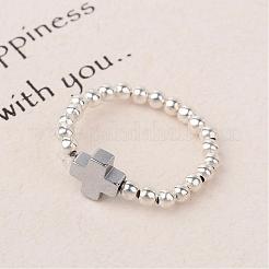 クロス非磁性合成ヘマタイトビーズのストレッチリング  ミックスカラー  20mm&nbsp;RJEW-JR00169