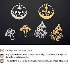 12Pcs 6 Style 201 Stainless Steel Pendants&nbsp;STAS-SZ0002-12