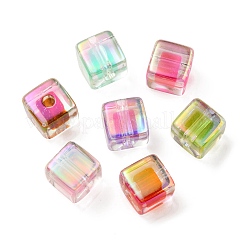 UVメッキ透明アクリルヨーロピアンビーズ  大穴ビーズ  キューブ  ミックスカラー  13.5x13.5x13.5mm  穴：4mm&nbsp;X-OACR-F004-10