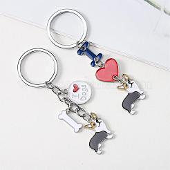 WEWAYSMILE 2 pcs Dog Keychain Car Keychain Pet Pendant Key-Ring Lovely Dog Key-ring Portable Metal Keychain Gift for Pet Lover Birthday Puppy Theme Party Supplies (Brownish Corgi)&nbsp;JX792A