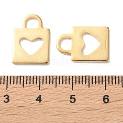 303ステンレススチールペンダント  ハート型のチャームが付いた切り抜きロック  ゴールドカラー  16x11x1mm  穴：4x3.5mm&nbsp;STAS-E528-01G
