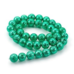 Electroplated Natural Lava Rock Bead Strands&nbsp;G-E511-01B-6mm
