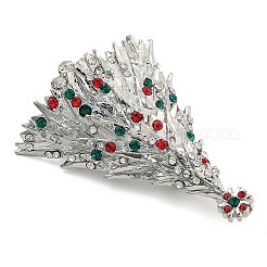 クリスマステーマ合金カラフルなラインストーンブローチ  バックパック服用  クリスマスツリー  プラチナ  57x40mm&nbsp;JEWB-S022-02D-P