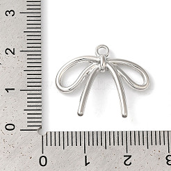 ラックメッキ合金ペンダント  カドミウムフリー＆ニッケルフリー＆鉛フリー  蝶結び  プラチナ  20x23x4mm  穴：1.6mm&nbsp;FIND-I039-043P-05
