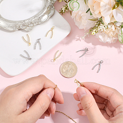 8Pcs 2 Colors Rack Plating Brass Micro Pave Cubic Zirconia Pendants&nbsp;KK-BBC0027-82