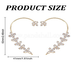 1Pc Leaf Alloy Clear Cubic Zirconia Cuff Earrings&nbsp;EJEW-LP0007-022G