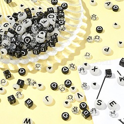不透明黒アクリルビーズ200個  混合図形  ブラック  5.5~10x4~6mm  穴：1.2~3.5mm&nbsp;MACR-FS0001-86