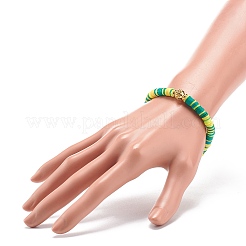 7Pcs 7 Color Handmade Polymer Clay Disc Surfer Stretch Bracelets Set&nbsp;BJEW-JB08798