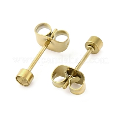 304ステンレススチールスタッドピアス金具  ピアスキャッチとカン付き  ゴールドカラー  3x13mm  穴：2.5mm  ピン：0.8mm&nbsp;STAS-V003-09G-02