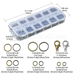 40個2色亜鉛合金カニカン  1126個の鉄製オープン丸カン付き  ミックスカラー  12x6mm  穴：1.2mm  20個/箱&nbsp;DIY-YW0006-32