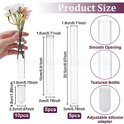10個 2スタイルのガラスチューブ花瓶装飾品  シリコン耐熱カバー10個付き  ホワイト  48x22mm  内径：19mm&nbsp;AJEW-NB0009-09