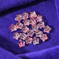 20個スプレー塗装ガラスビーズ  グリッターパウダー付き  スター  ピンク  8x8.5x4mm  穴：1mm&nbsp;GLAA-YW0001-13