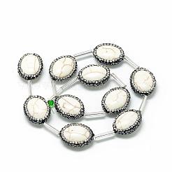 天然マグネサイトラインストーンビーズ  オーバル  乳白色  20.5~23x6mm  穴：1mm&nbsp;G-Q488-01