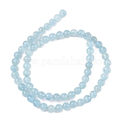 天然石アクアマリンビーズ連売り  ラウンド  6mm  穴：0.7mm  約64個/連  15.67''（39.8cm）〜15.75''（40cm）&nbsp;G-D334-A01-6mm