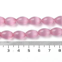 キャッツアイビーズ  オーバル  フラミンゴ  8~8.5x12~12.5mm  穴：0.8mm  約31個/連  14.69''（37.3センチメートル）&nbsp;G-NH0003-01