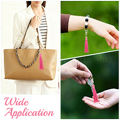 10Pcs Imitation Leather with Light Gold Alloy Clasps Tassel Big Pendants Decorations&nbsp;AJEW-CL0003-14A