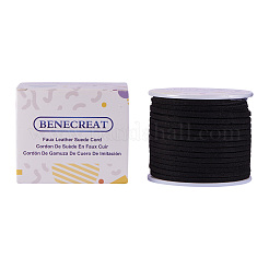 スエード調コード  フェイクレース  ブラック  3x1mm  約30m /ロール&nbsp;LW-BC0001-1090