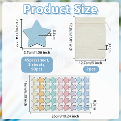 木製の個性的報酬瓶用の木製スターシート  布バッグ付き  ミックスカラー  260x160x3mm&nbsp;DIY-H0899-657B