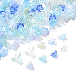ミックススタイルのアクリルビーズキャップ  花  ブルー  10~16x10~16x6~12mm  穴：1.2~1.5mm  250個/セット&nbsp;OACR-FS0002-50B