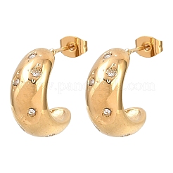 304 Stainless Steel Micro Pave Clear Cubic Zirconia Stud Earrings&nbsp;EJEW-L317-03G